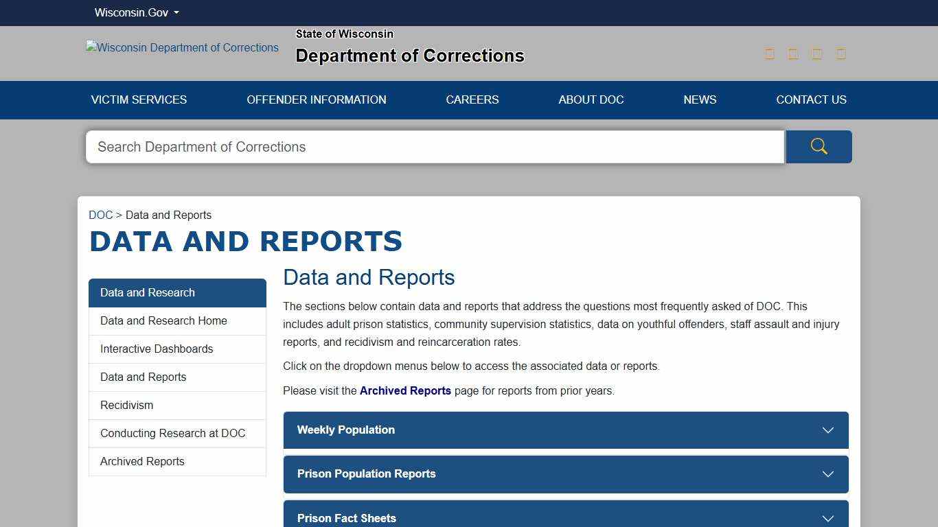 DOC Data and Reports