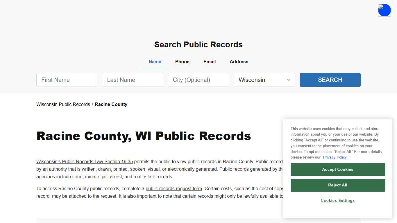 Racine County, WI Public Court, Arrest and Inmate Records - ThePublicIndex